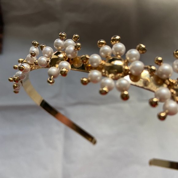 NWT Rosantica Daisy Faux Pearl Embellished Gold Headband main image 6